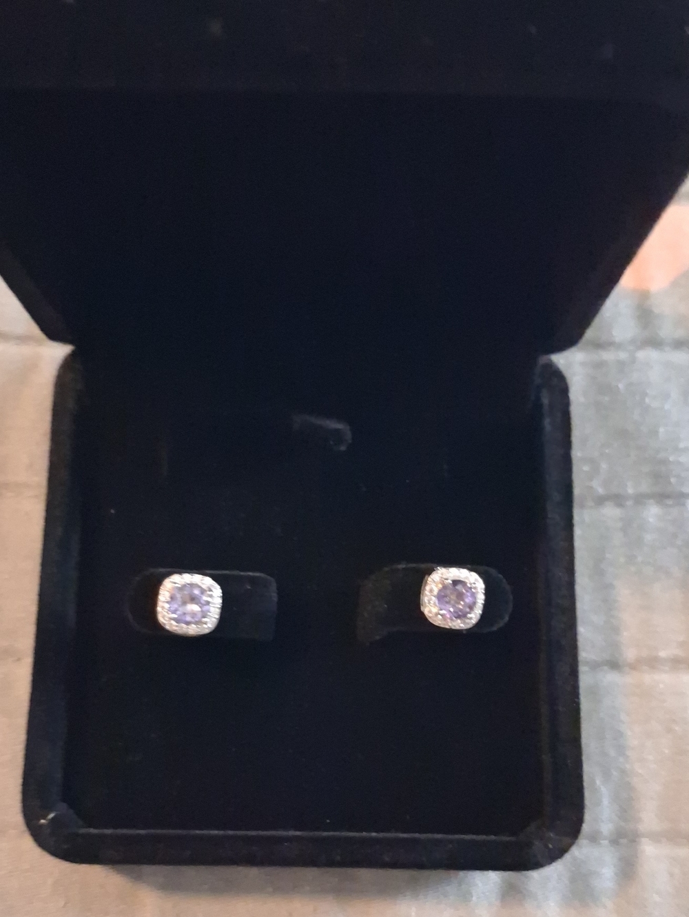 New Genuine Amythyst  and Silver  Earrings